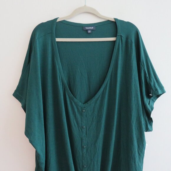 MODCLOTH Kelly Green Tie Front Button Blouse Top Stretch Travel - Size 4X NWOT - Picture 3 of 16